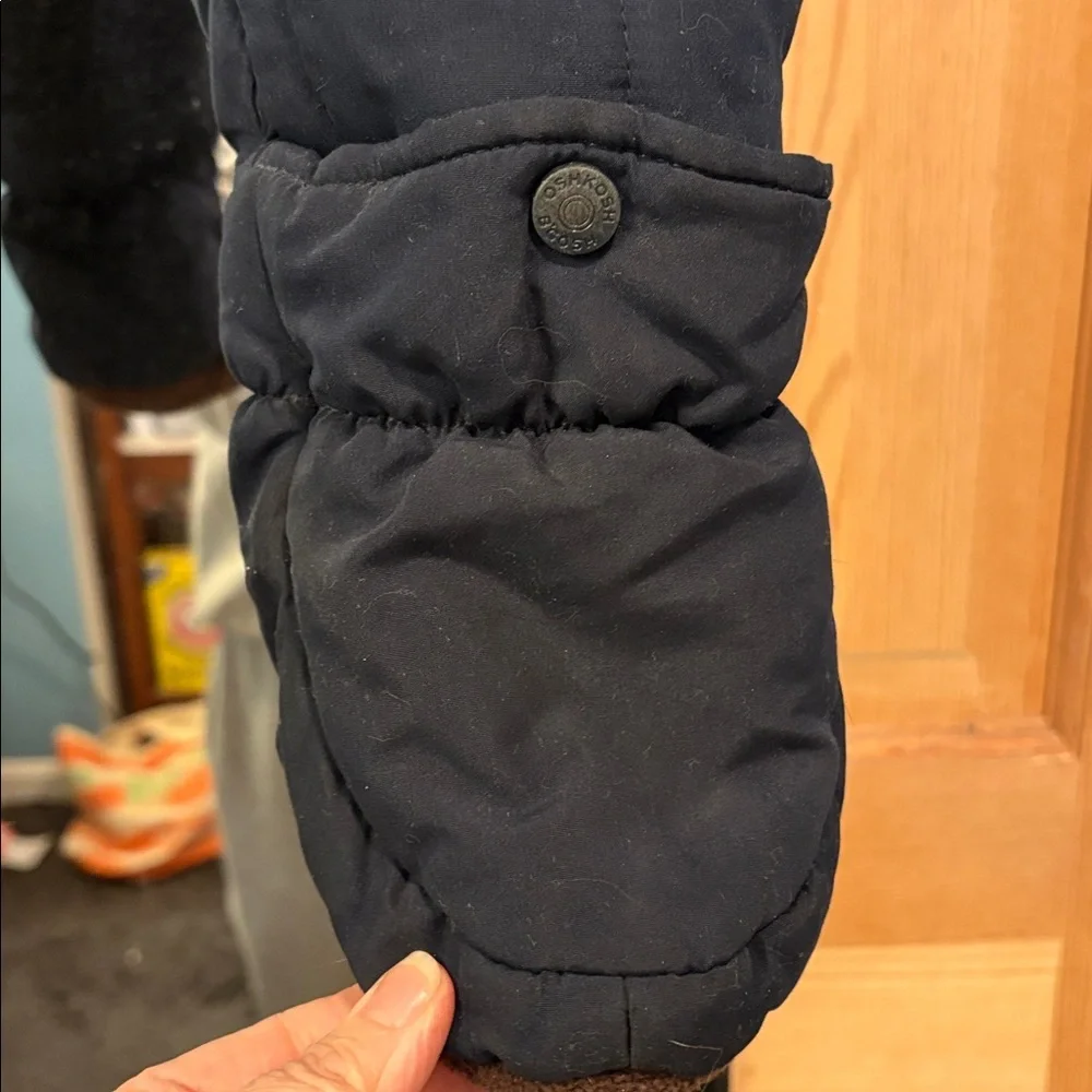 OshKosh B'gosh Navy Quilted Footed One-Piece Snowsuit with Brown Trim